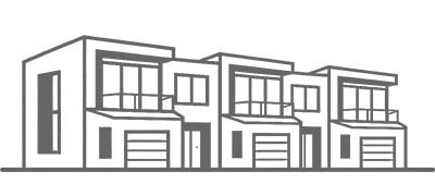 Moderne Reihenhäuser – Wohnungsbau Symbolische Darstellung moderner Reihenhäuser für den Bereich Wohnungsbau